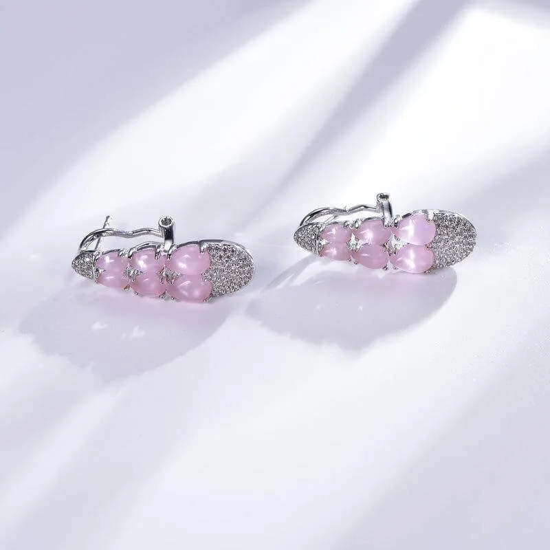 Nature Inspired Pink Sapphire Drop Earrings