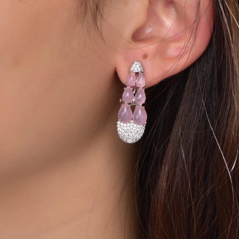 Nature Inspired Pink Sapphire Drop Earrings