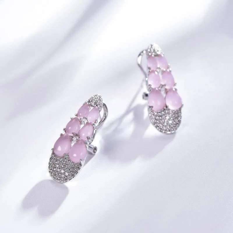 Nature Inspired Pink Sapphire Drop Earrings