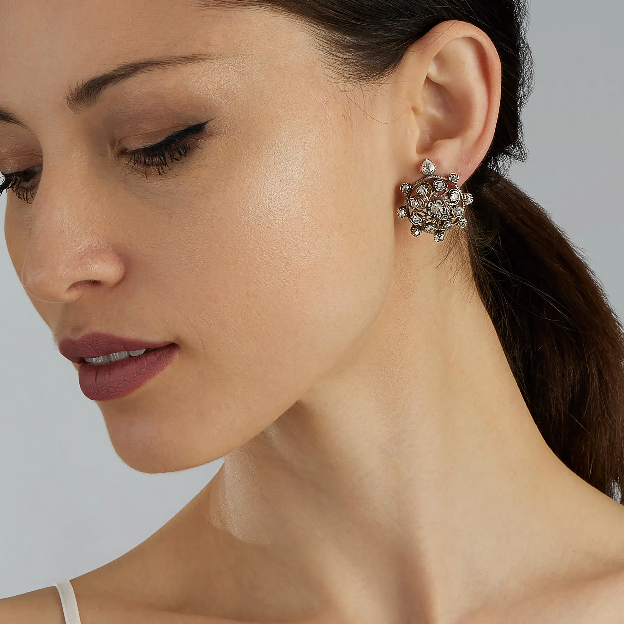 Old Mine-cut Diamond Convertible Pendant Earrings