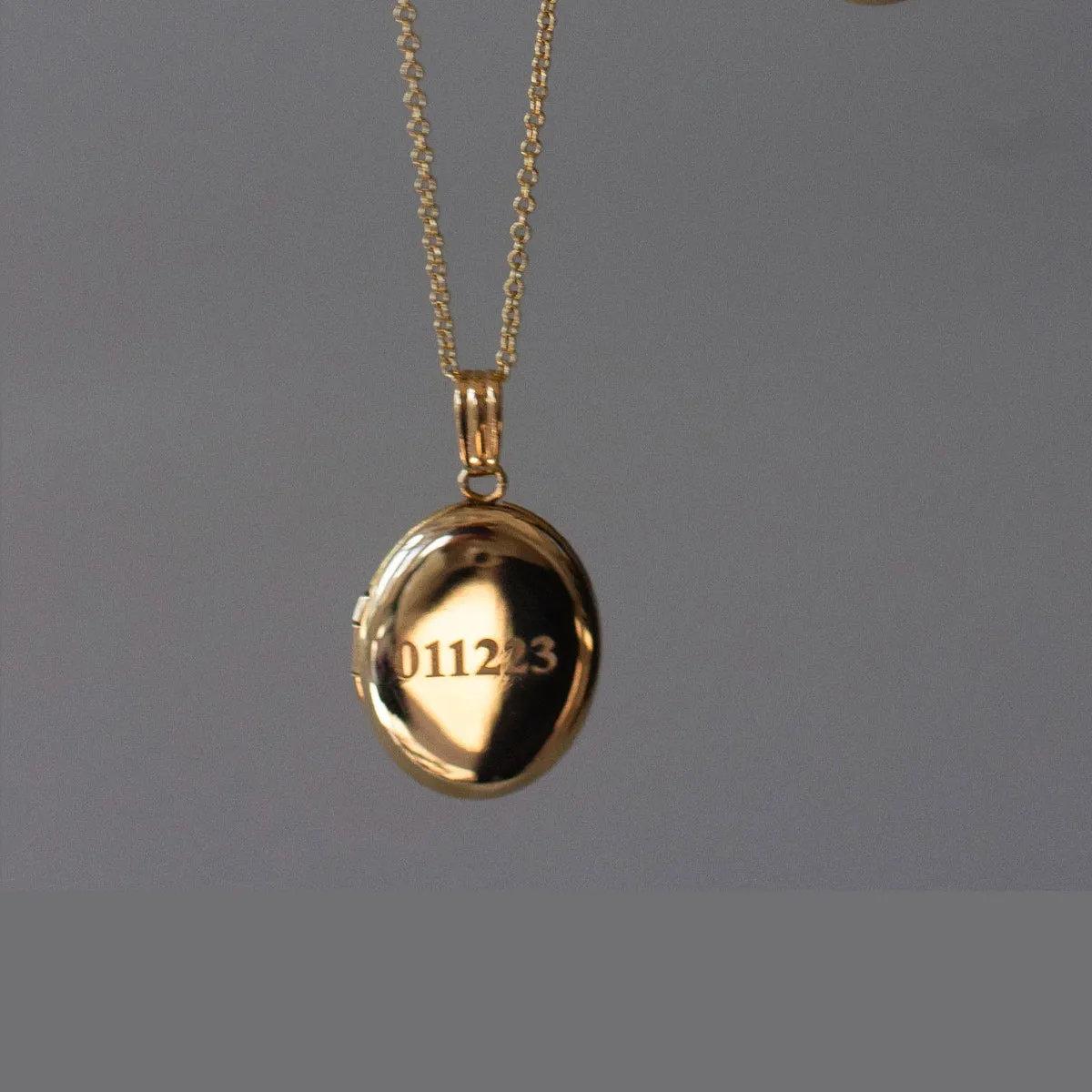 Oval Initial Locket Necklace in 14k Gold over Sterling Silver