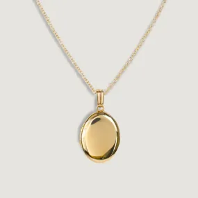 Oval Initial Locket Necklace in 14k Gold over Sterling Silver