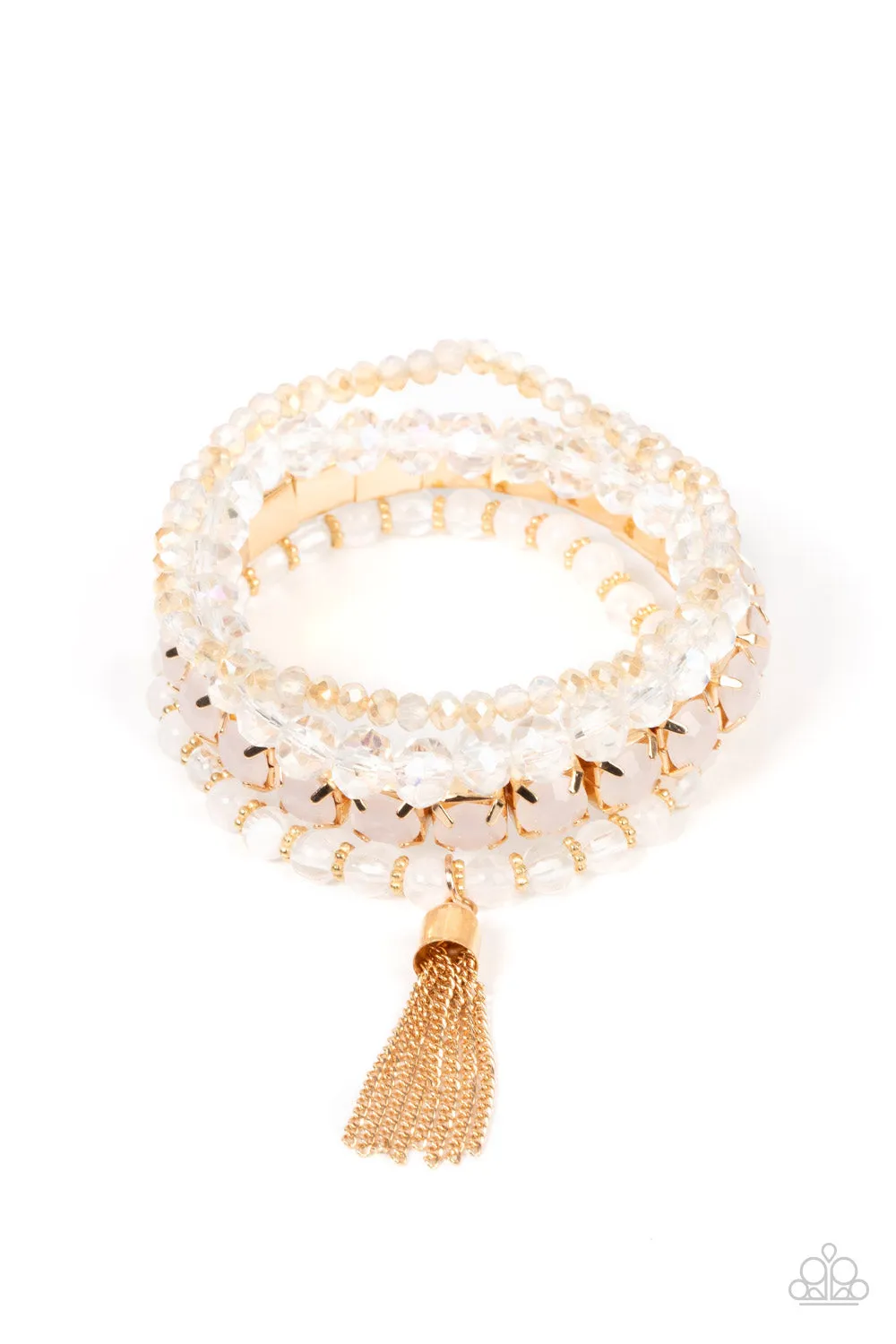 Paparazzi Day Trip Trinket - Gold Iridescent Stretchy Bracelet