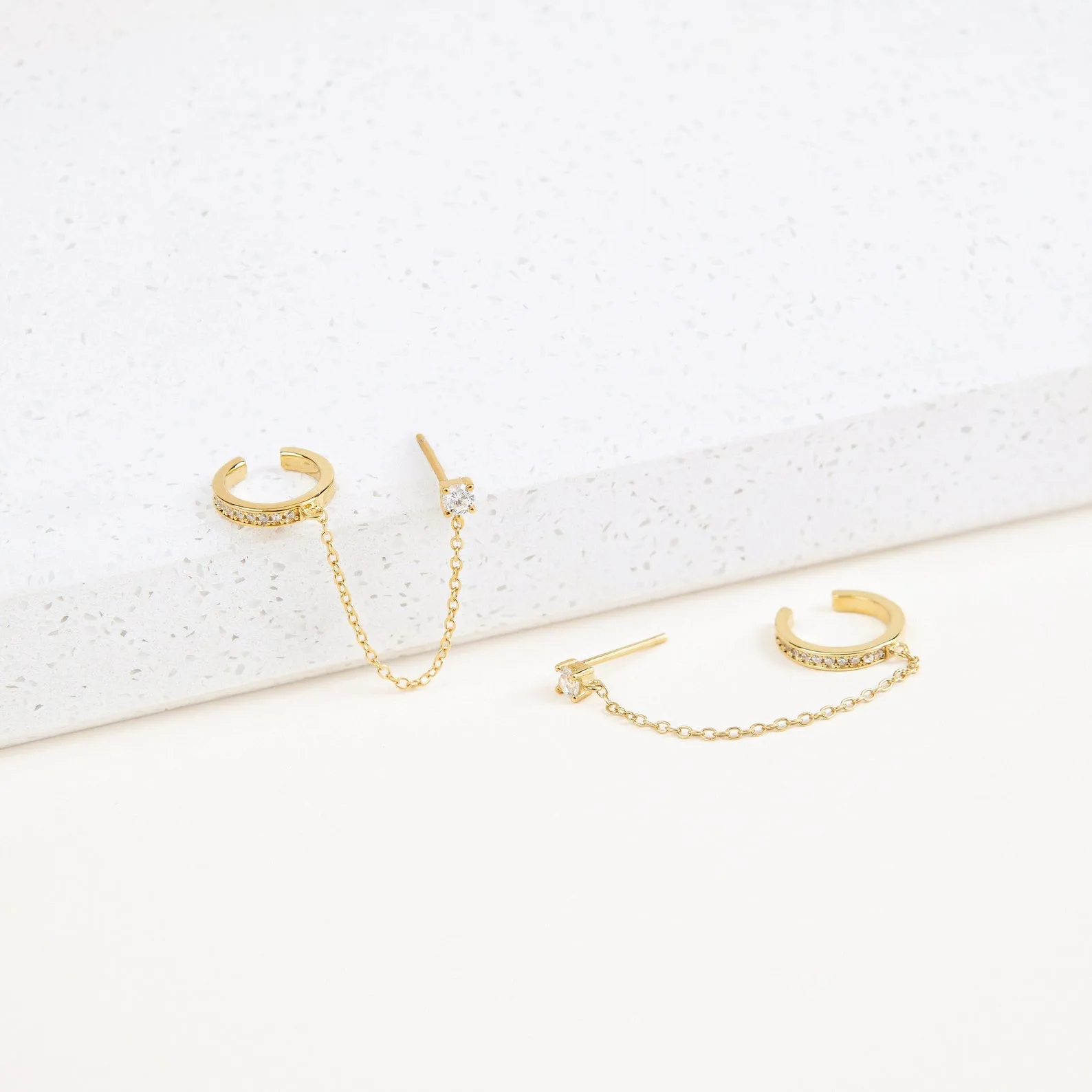 Pave Chain Ear Cuffs