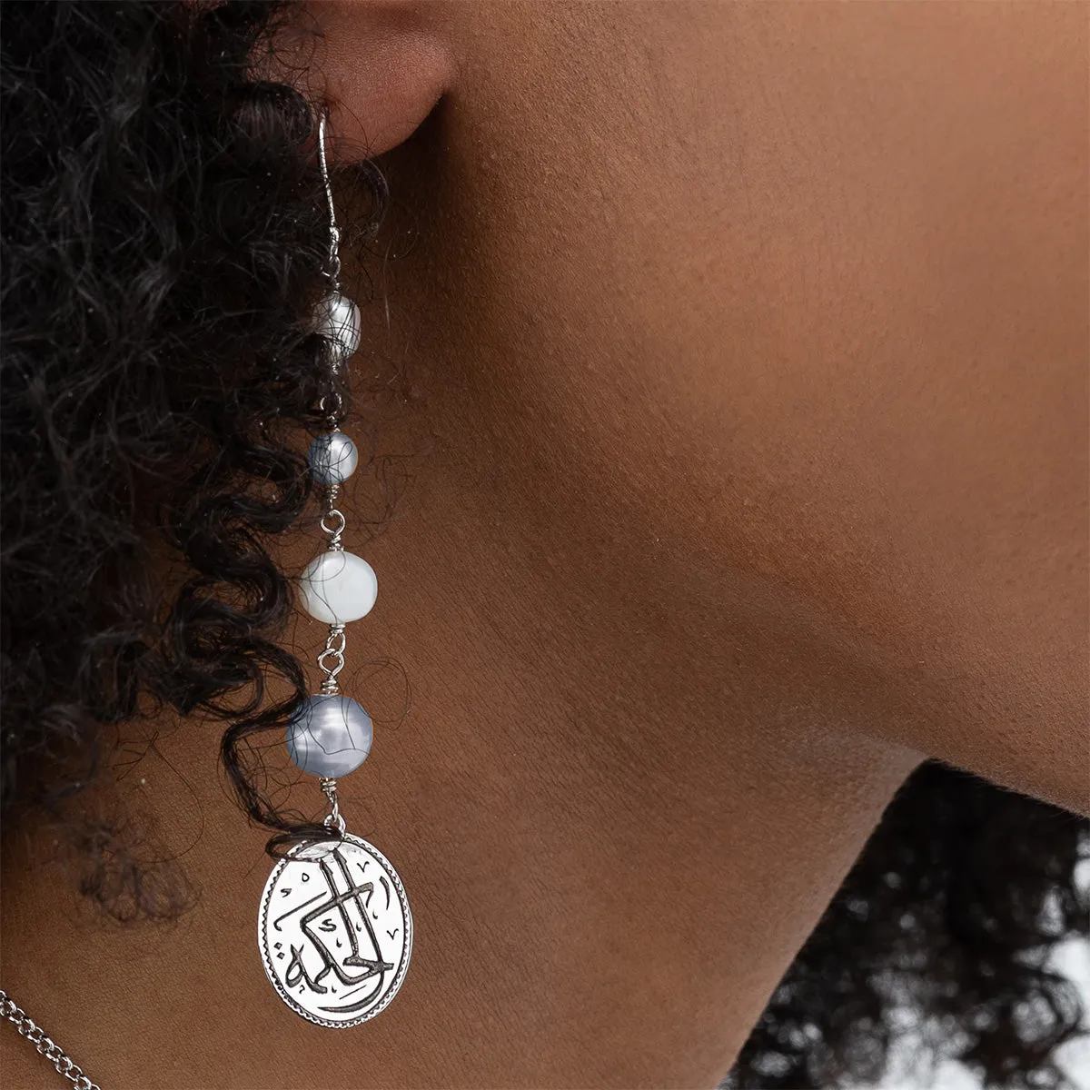 Pearls of Wisdom Arabic Earrings - Winter