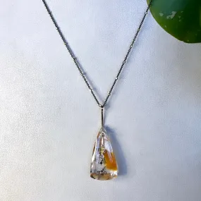 Pendulum dots tall triangle dendritic quartz necklace