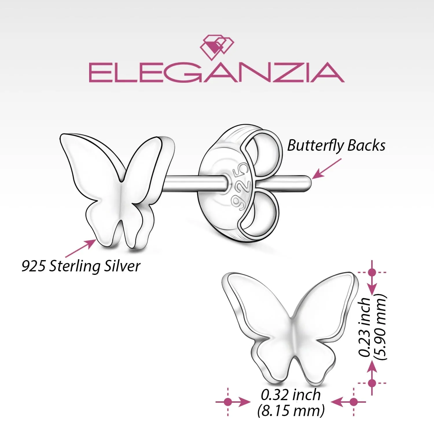 Petite Butterfly Stud Earrings Sterling Silver