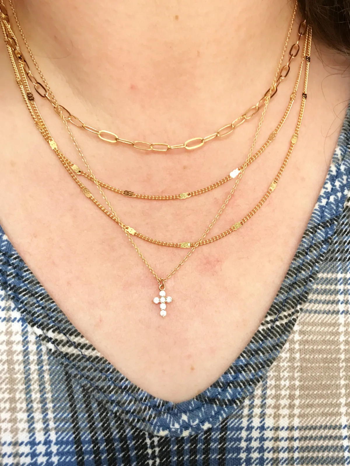 Petite CZ Cross Necklace