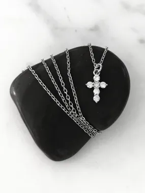 Petite CZ Cross Necklace