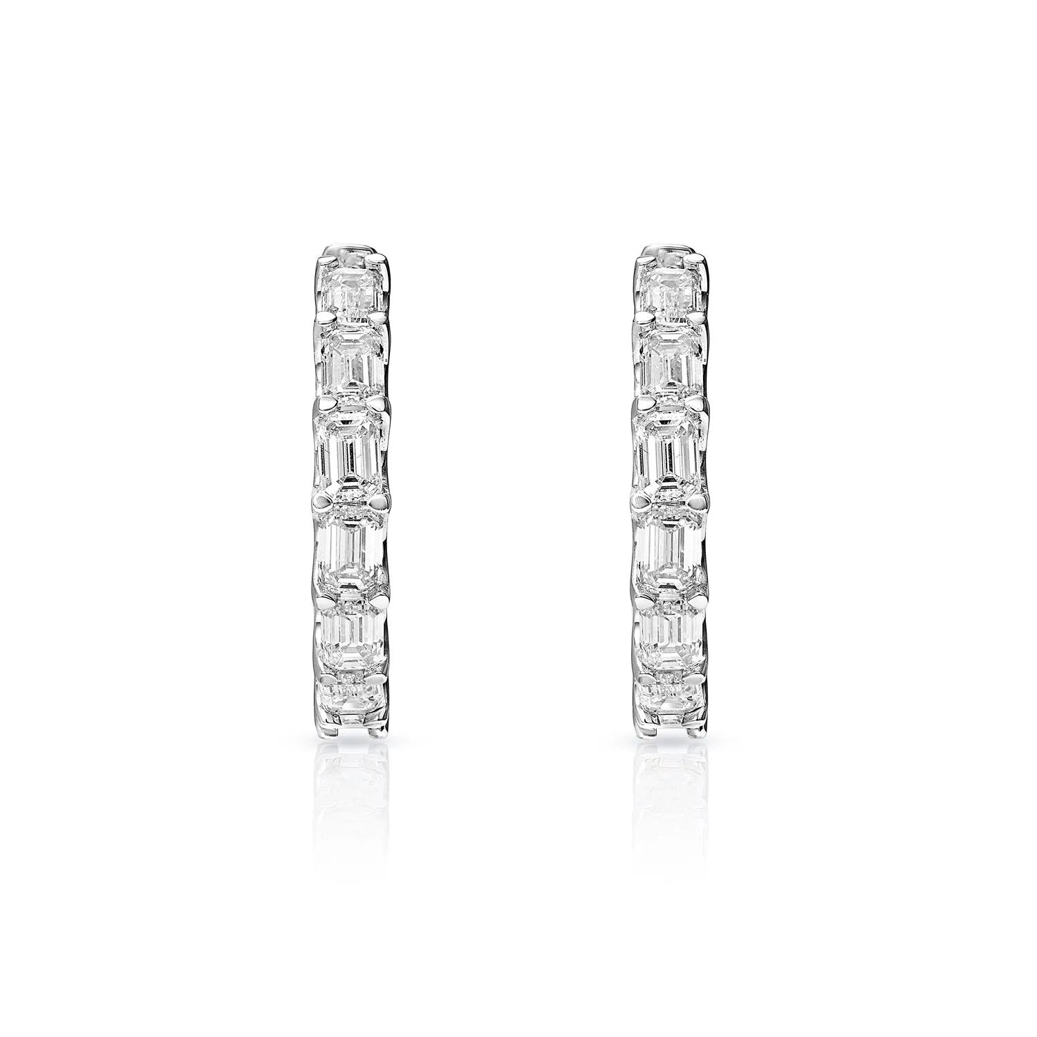 Piper 7 Carat Emerald Cut Diamond Hoop Earrings in 14K White Gold