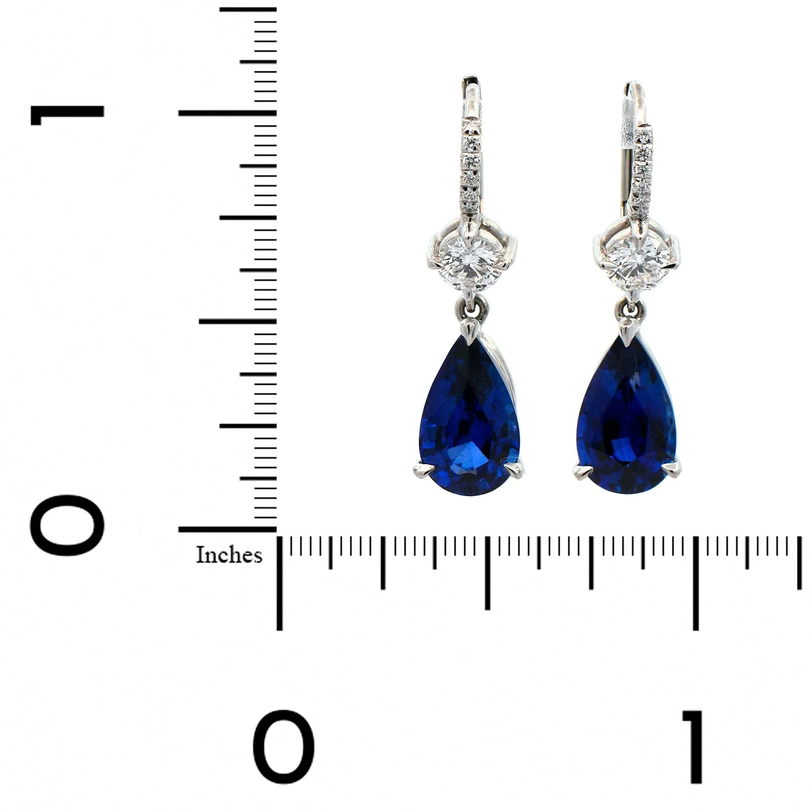 Platinum Sapphire and Diamond Drop Earrings