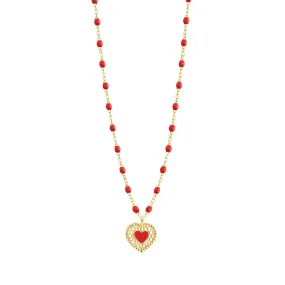 Poppy Lace Heart Necklace, Yellow Gold, 16.5"