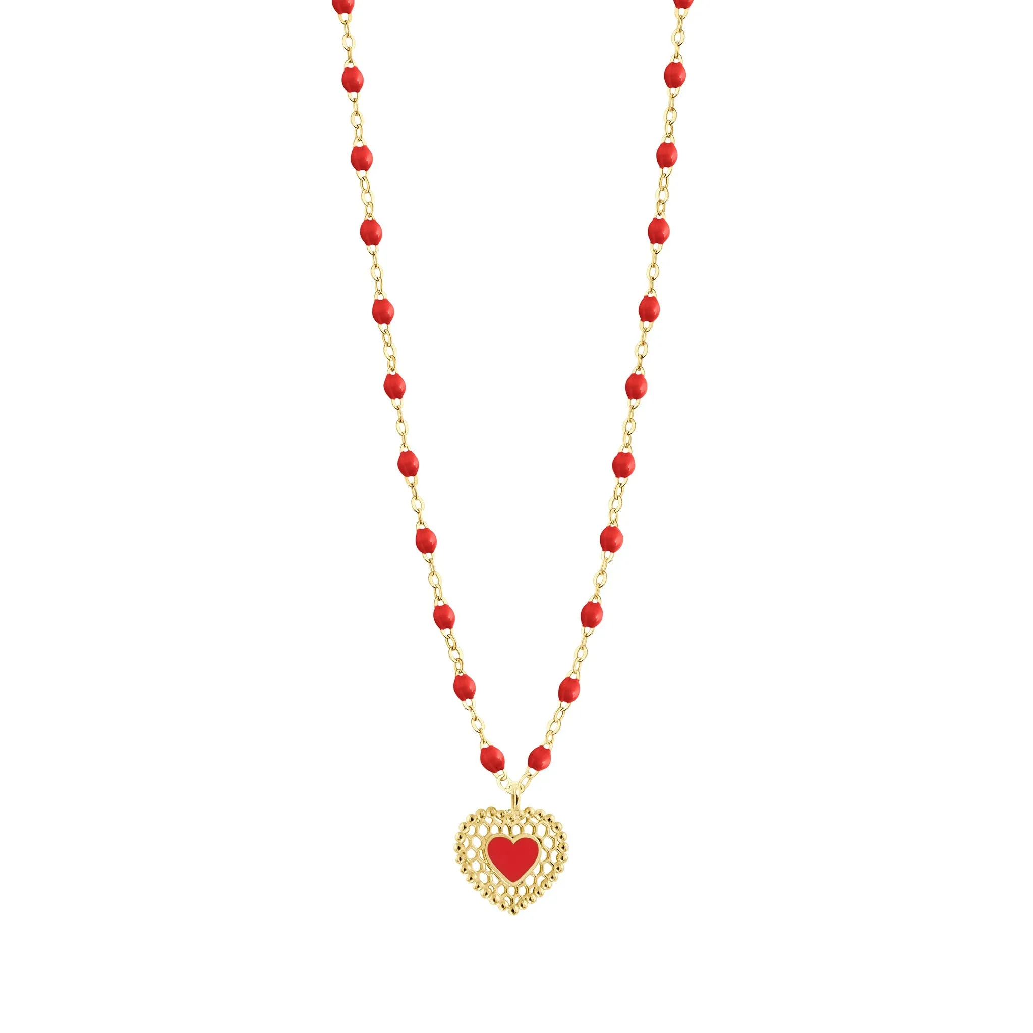 Poppy Lace Heart Necklace, Yellow Gold, 16.5"