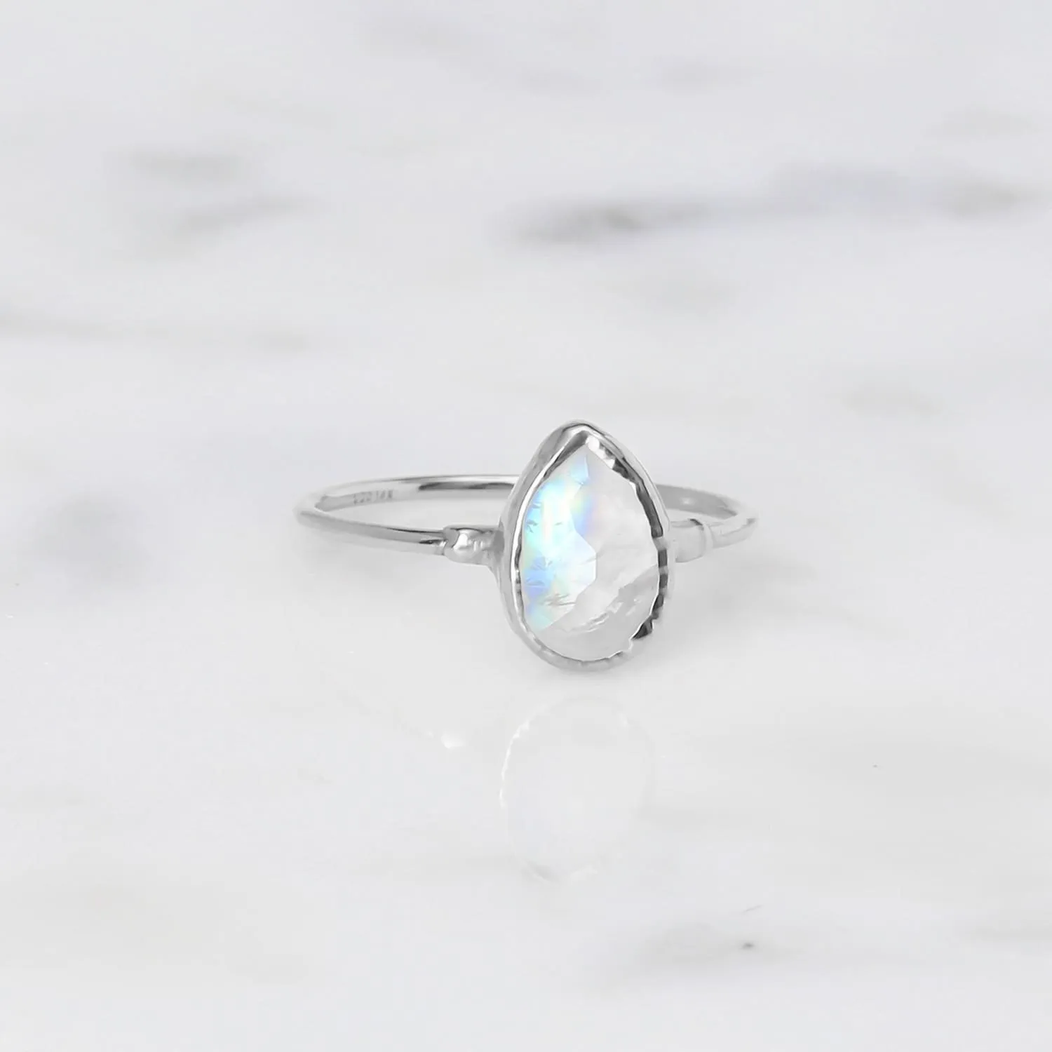 Rain Drop Moonstone Ring in Sterling Silver