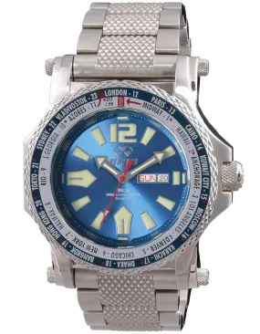 Reactor Mens Proton Watch - Never Dark - Blue Dial - Day/Date - World Time