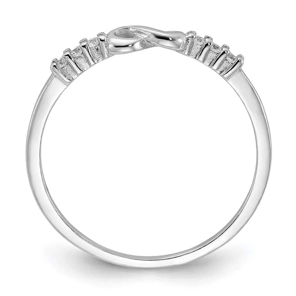 Rhodium Plated CZ Infinity Ring in Sterling Silver