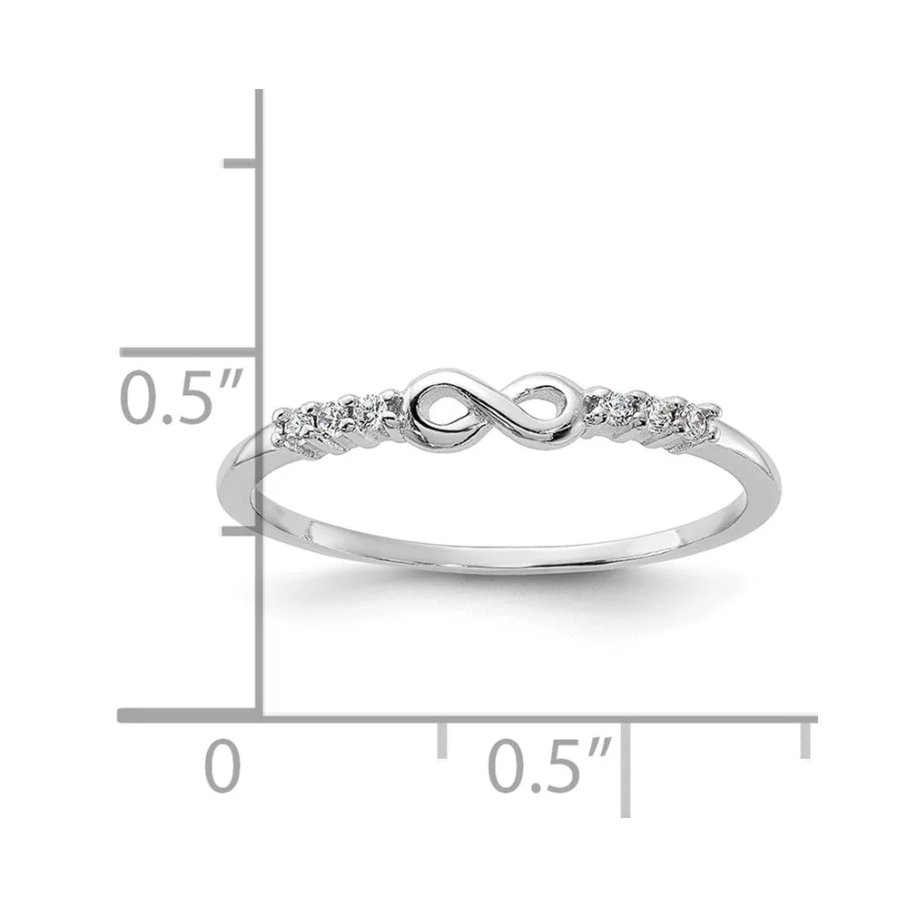 Rhodium Plated CZ Infinity Ring in Sterling Silver