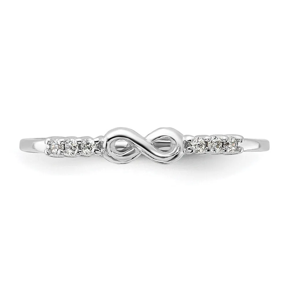 Rhodium Plated CZ Infinity Ring in Sterling Silver