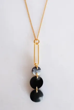 Sa Dec Circular Drop Buffalo Horn Long Pendant Necklace