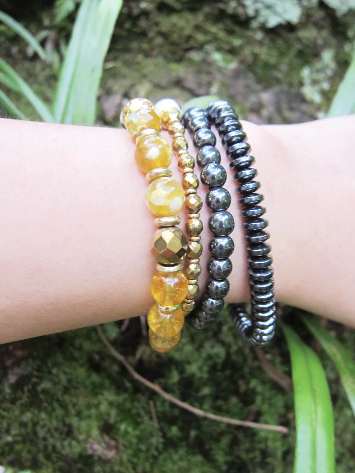 SALE - 27 Bead Inner Glow Citrine Quartz Mala Bracelet