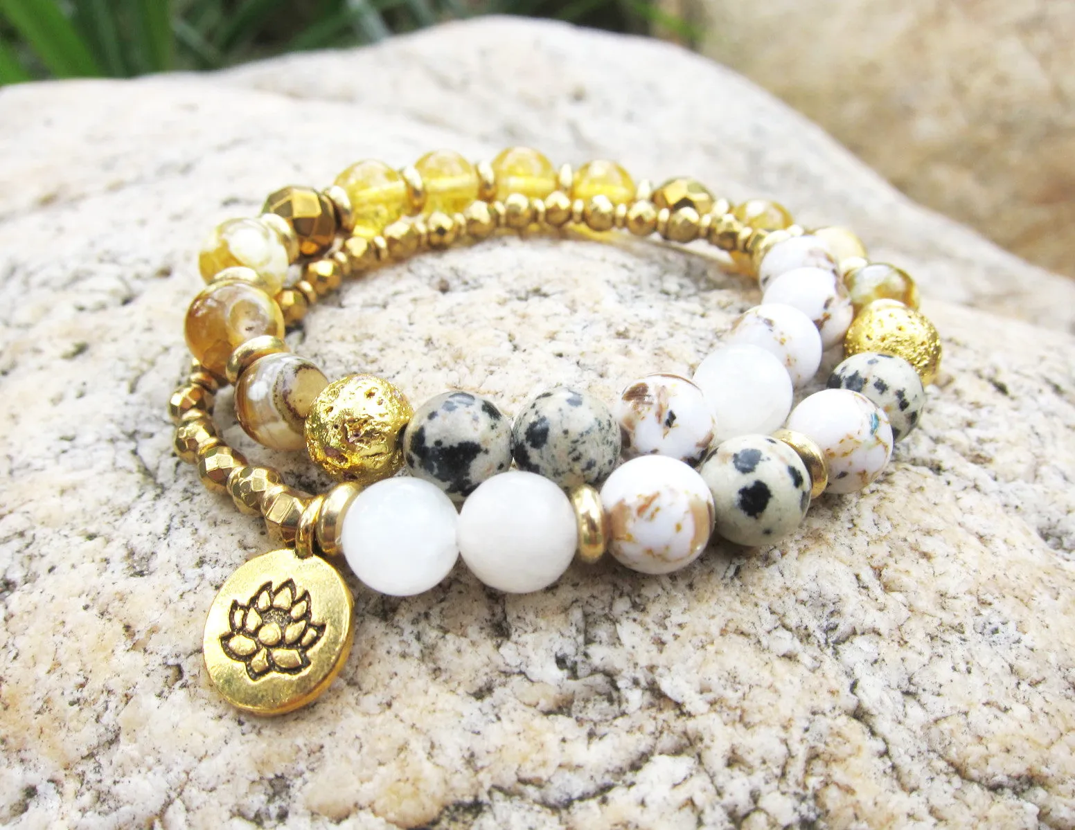 SALE - 27 Bead Inner Glow Citrine Quartz Mala Bracelet