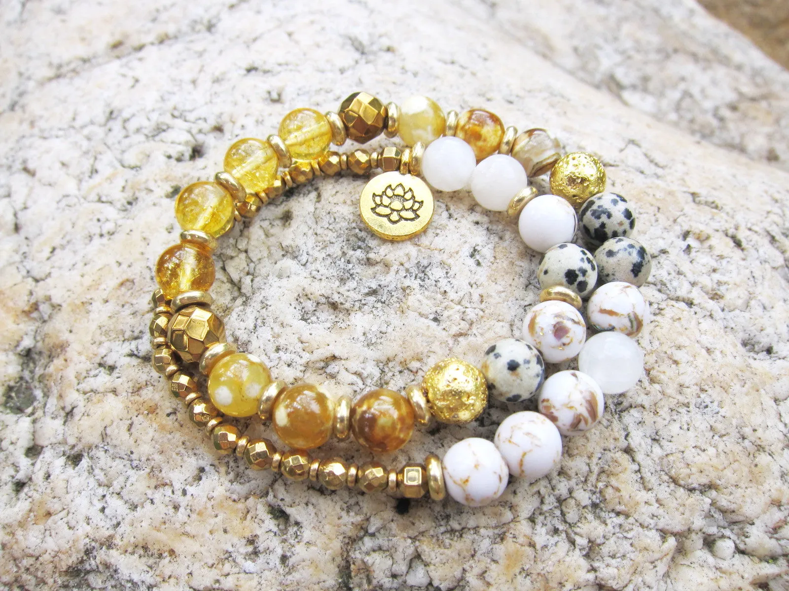 SALE - 27 Bead Inner Glow Citrine Quartz Mala Bracelet