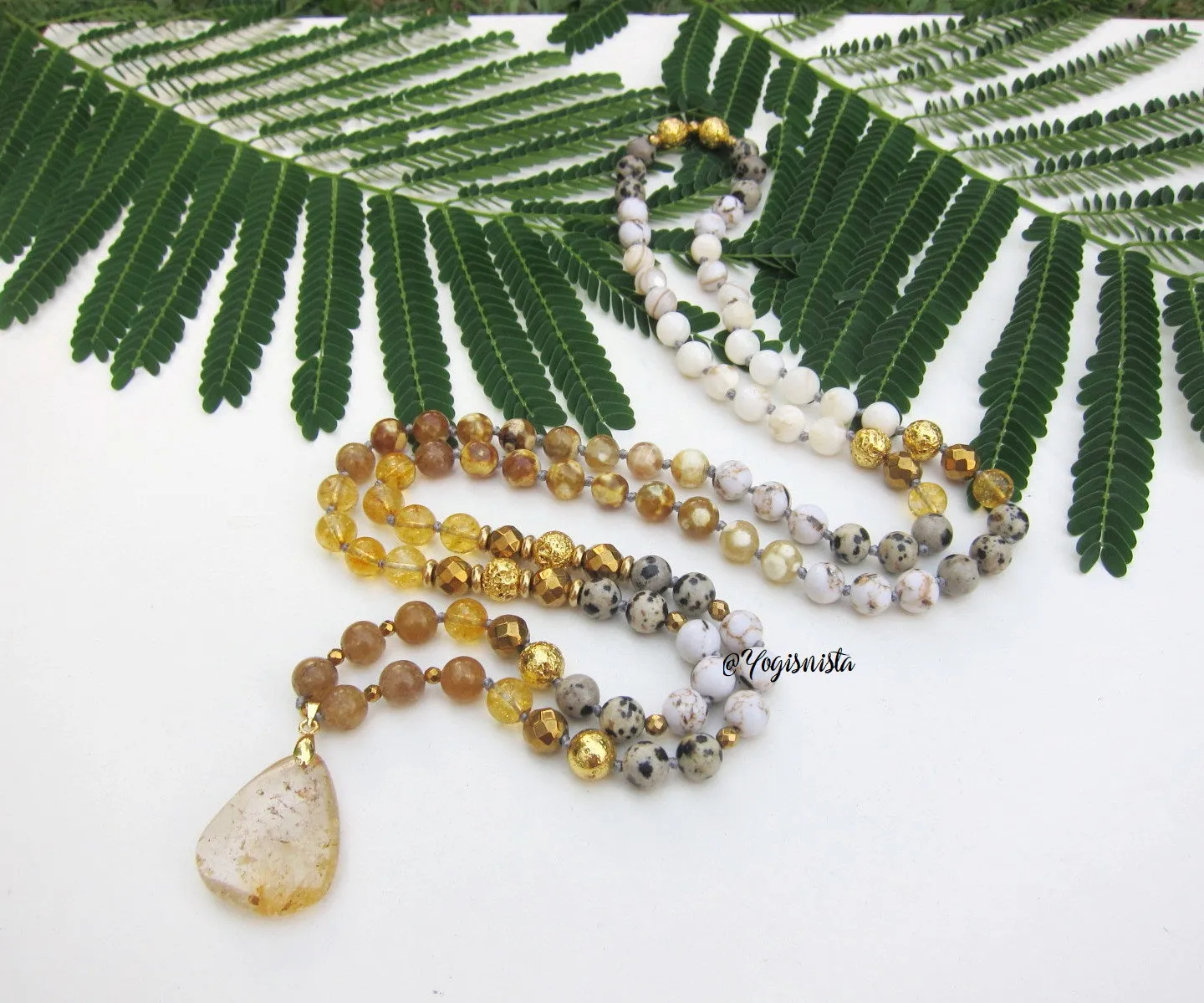 SALE - 27 Bead Inner Glow Citrine Quartz Mala Bracelet