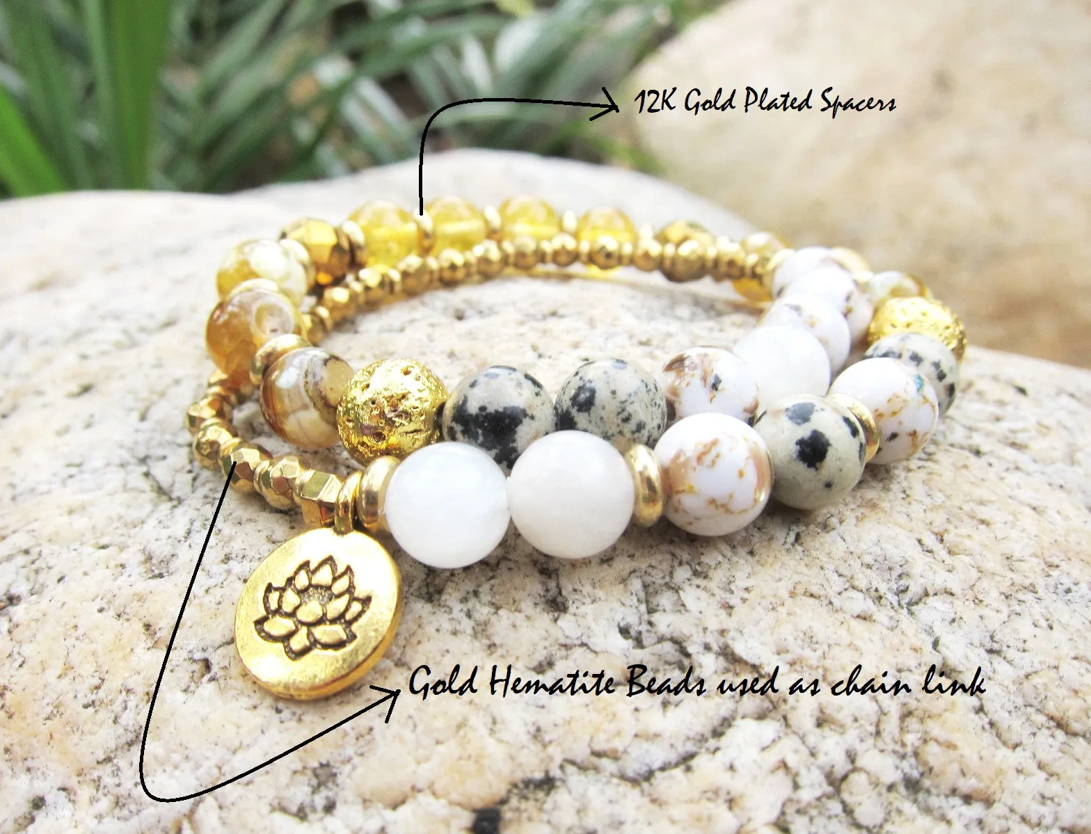 SALE - 27 Bead Inner Glow Citrine Quartz Mala Bracelet