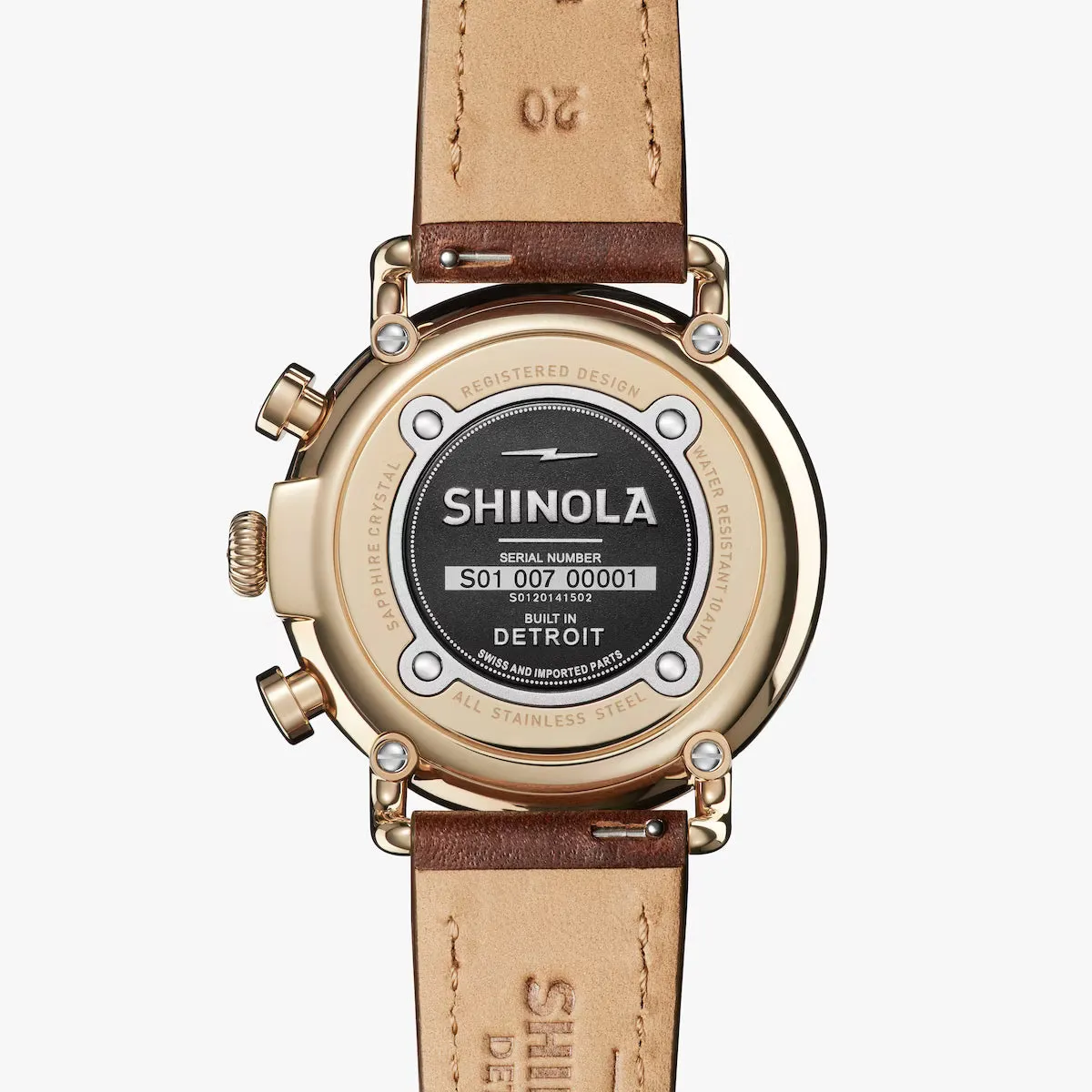 Shinola 41MM Runwell Gold PVD Two-Eye Chronograph Ivory Dial Watch S0120141502