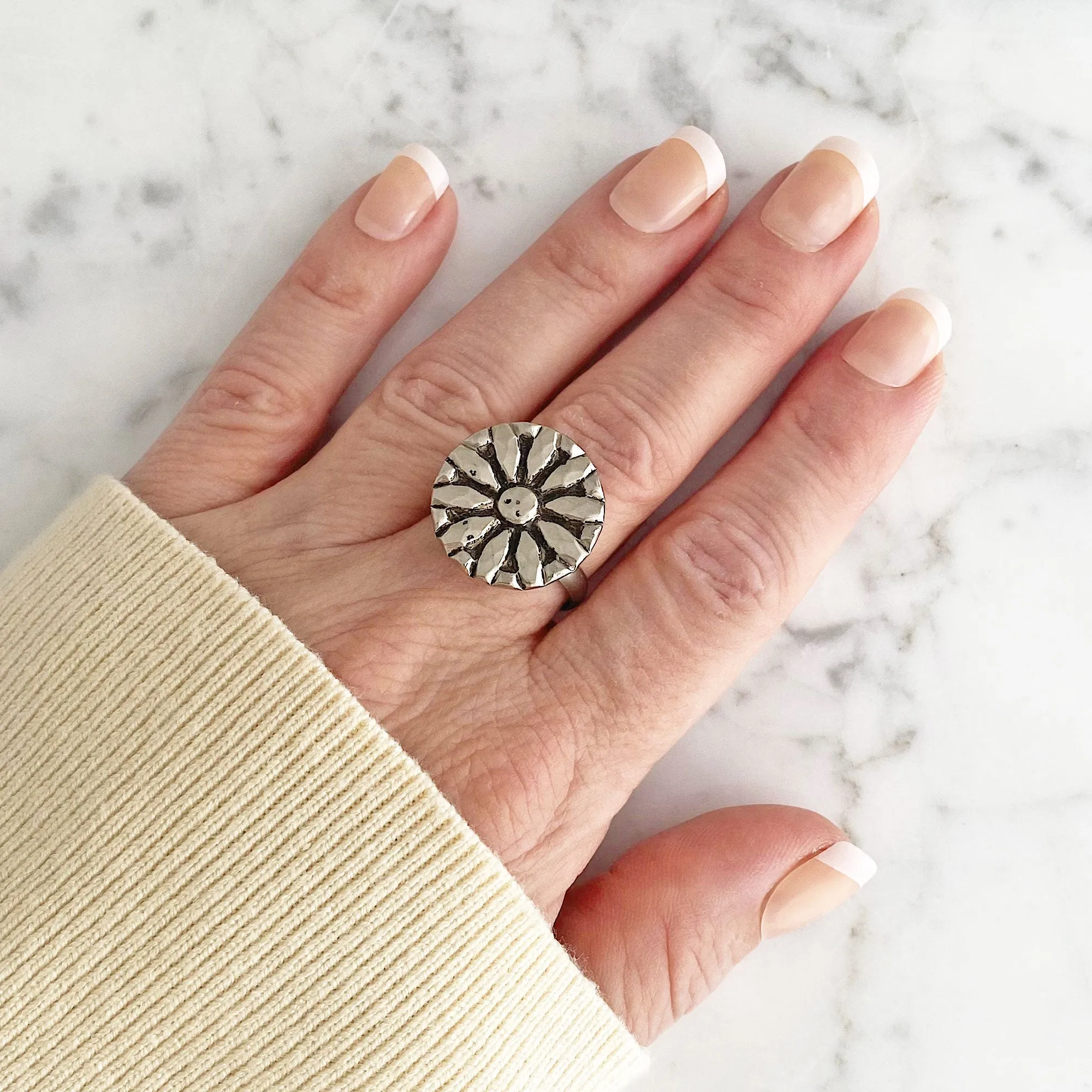 SILAS vintage silver flower ring