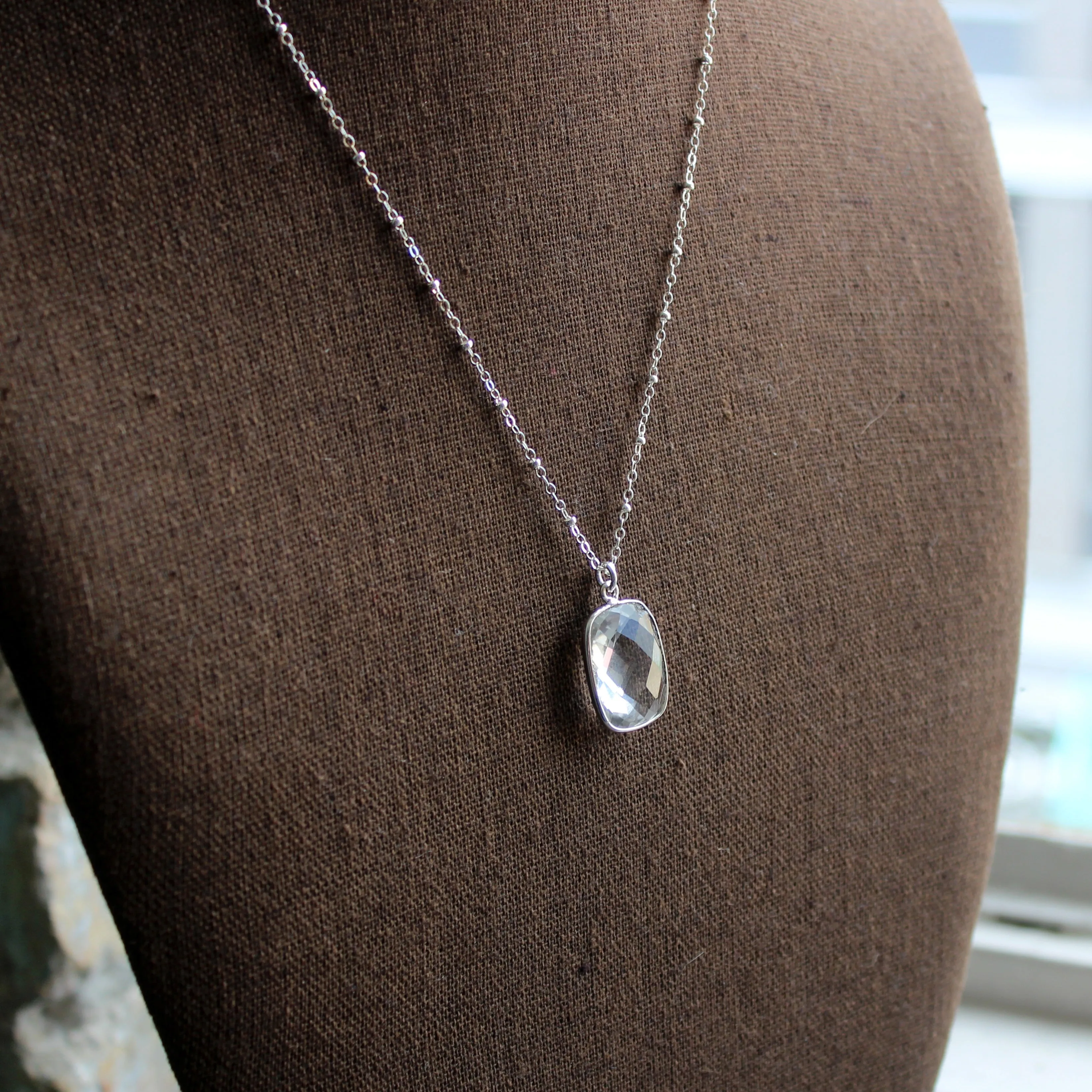 Silver Clear Pendant Necklace