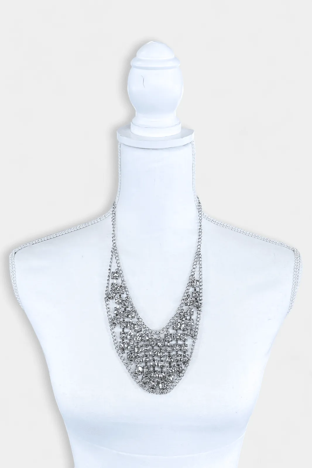 Silver Rhinestone Necklace Set