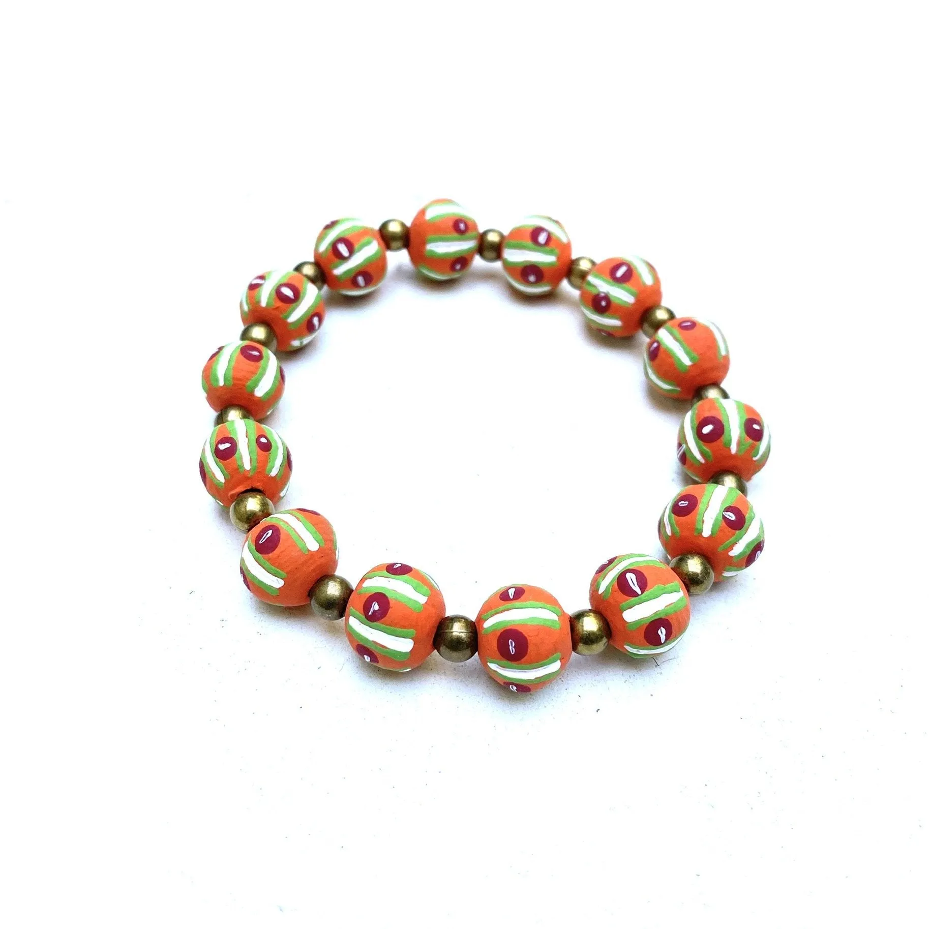 Simple Ceramic Bracelet- Painted Beads