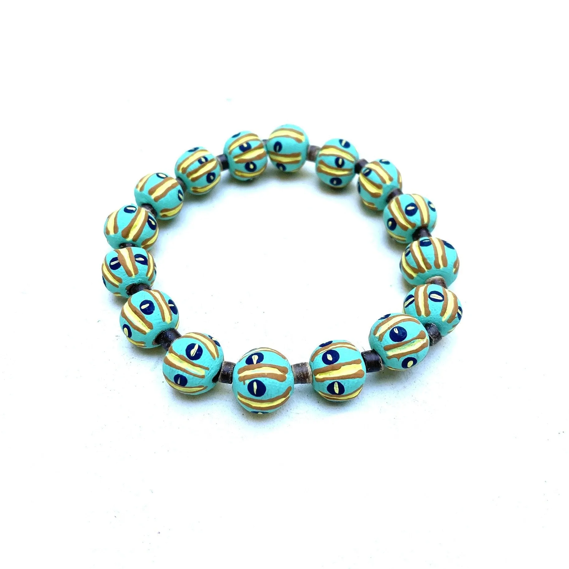 Simple Ceramic Bracelet- Painted Beads