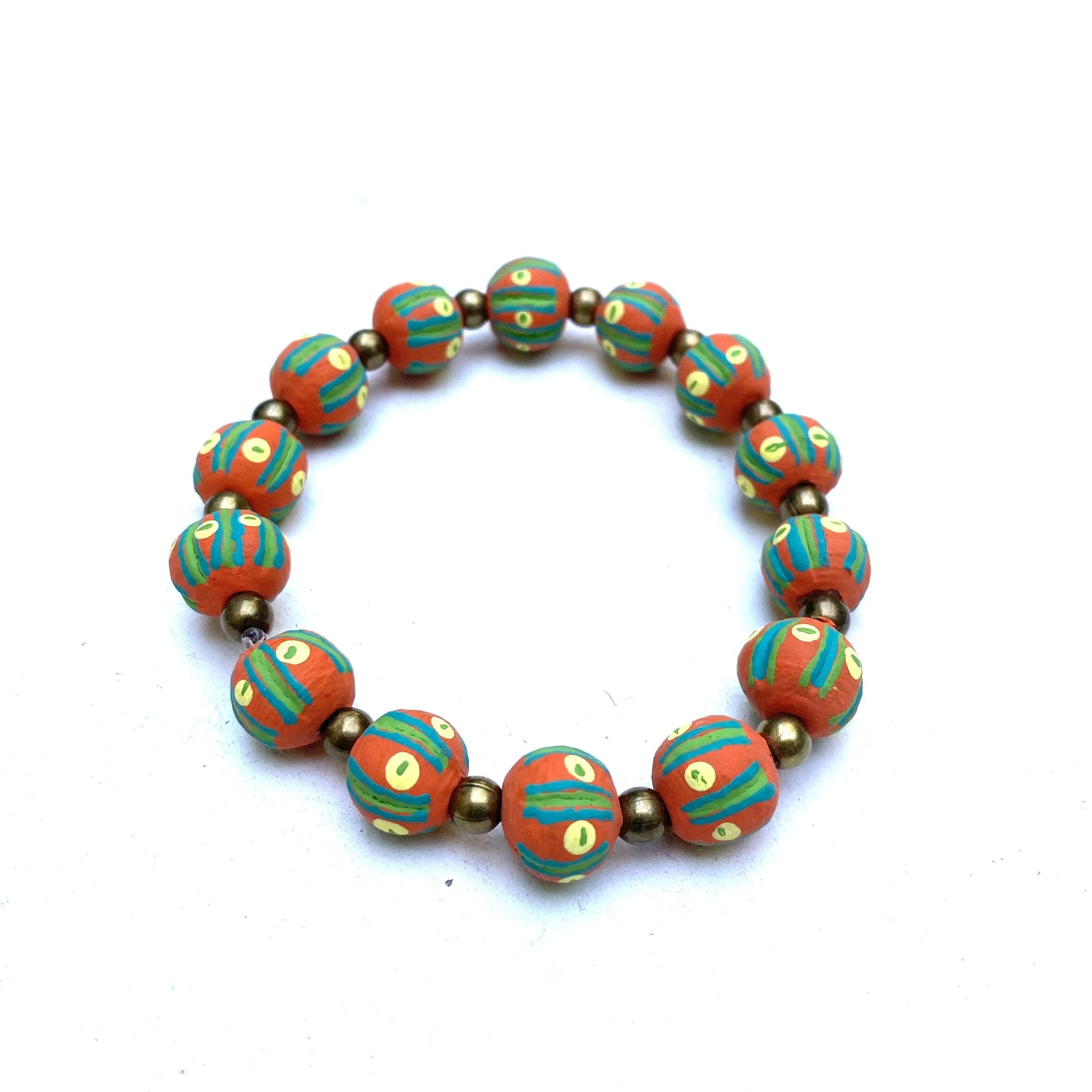 Simple Ceramic Bracelet- Painted Beads