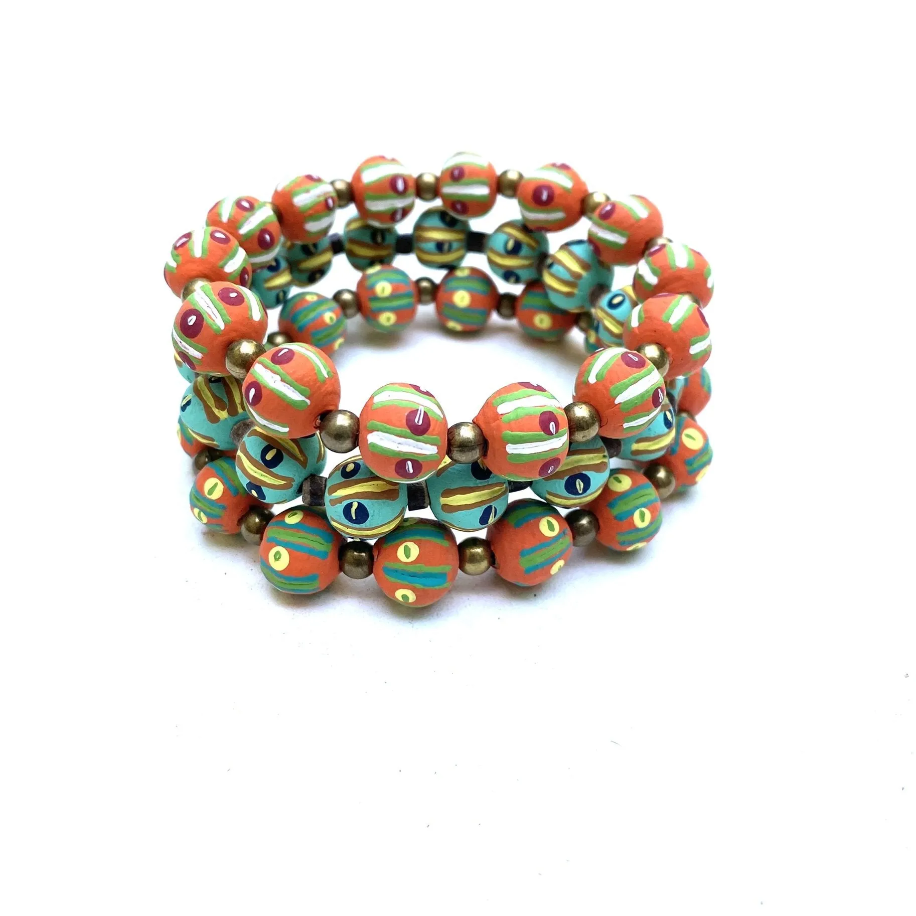 Simple Ceramic Bracelet- Painted Beads