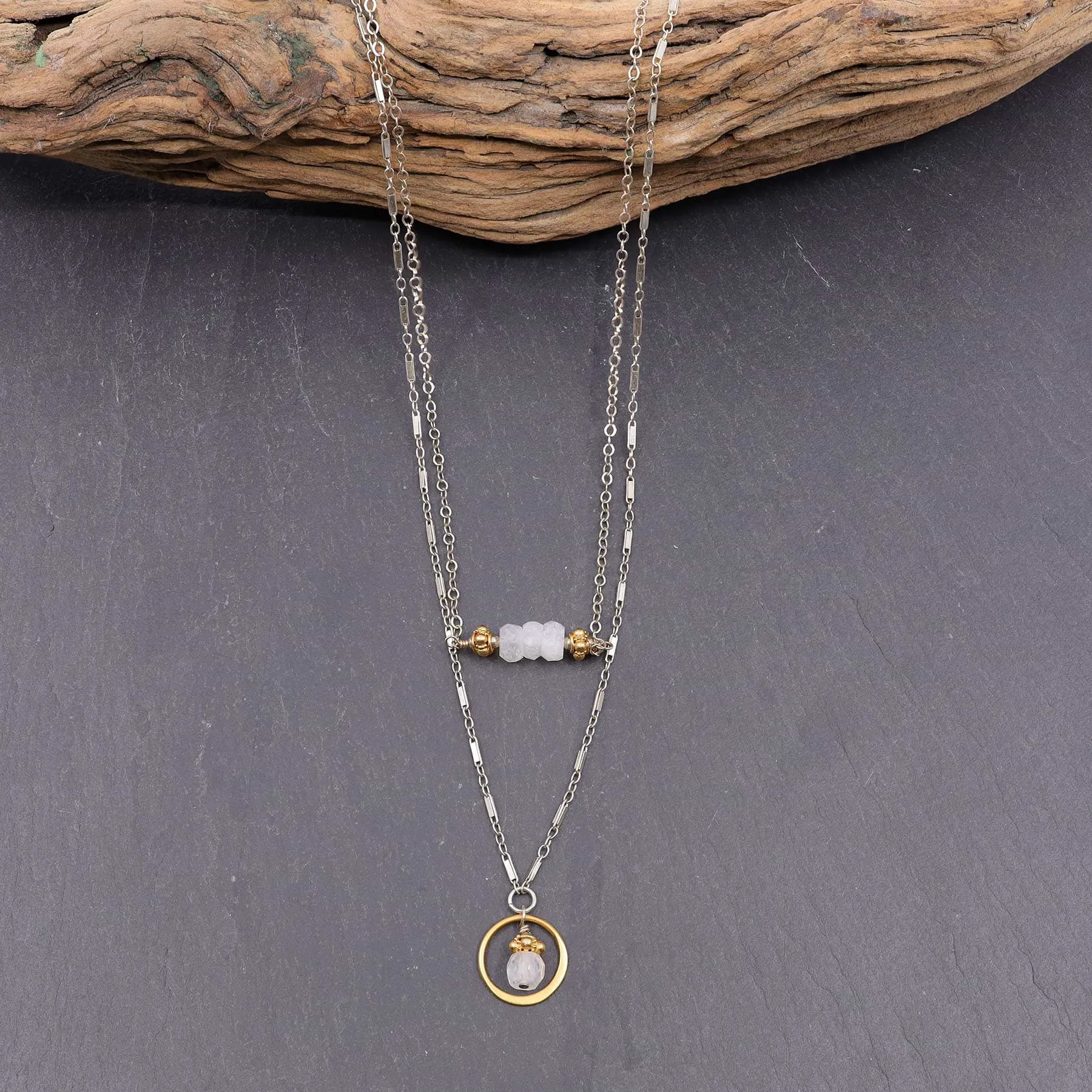 Simple Romance - Moonstone Double Strand Necklace