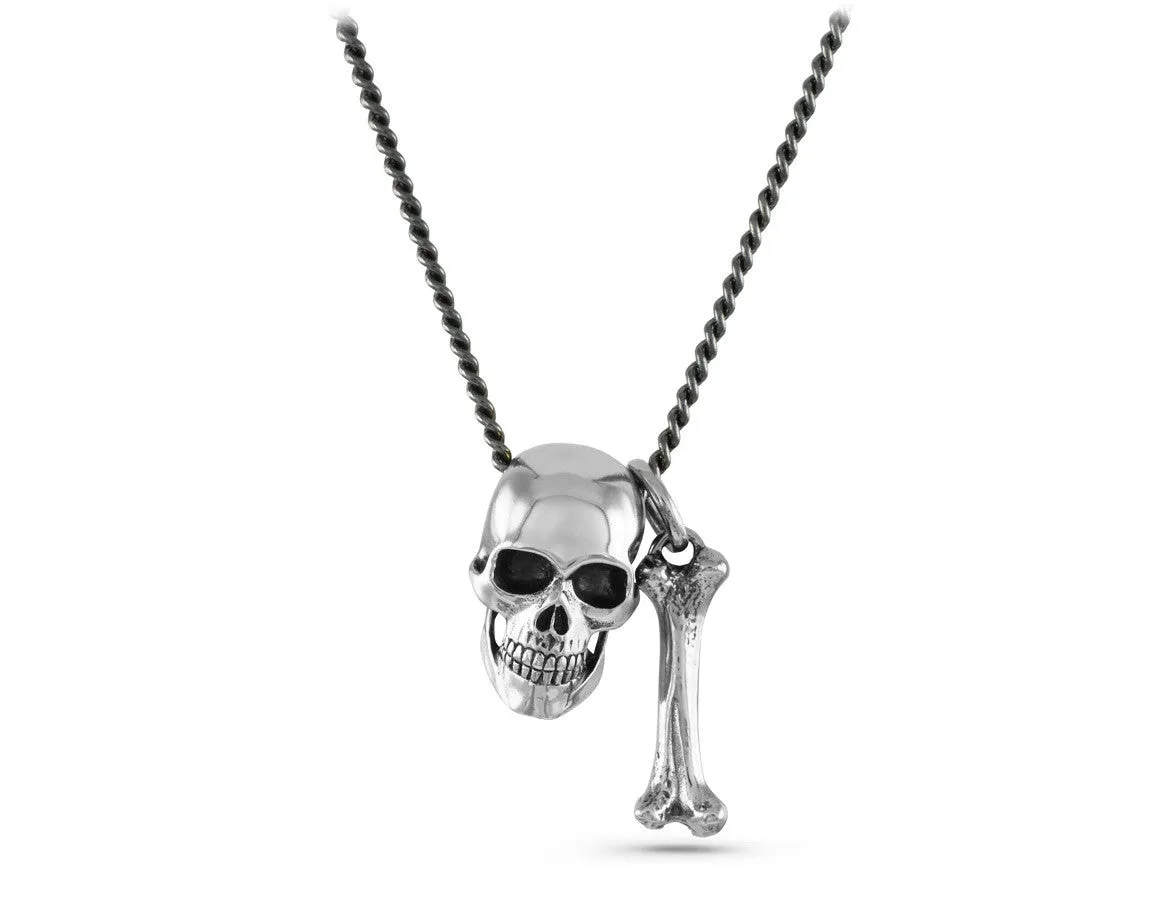 Skull & Bone Necklace - Silver