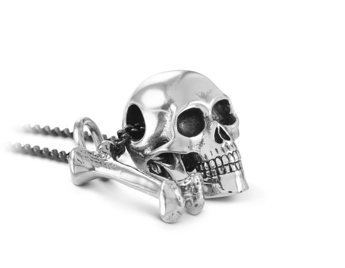 Skull & Bone Necklace - Silver