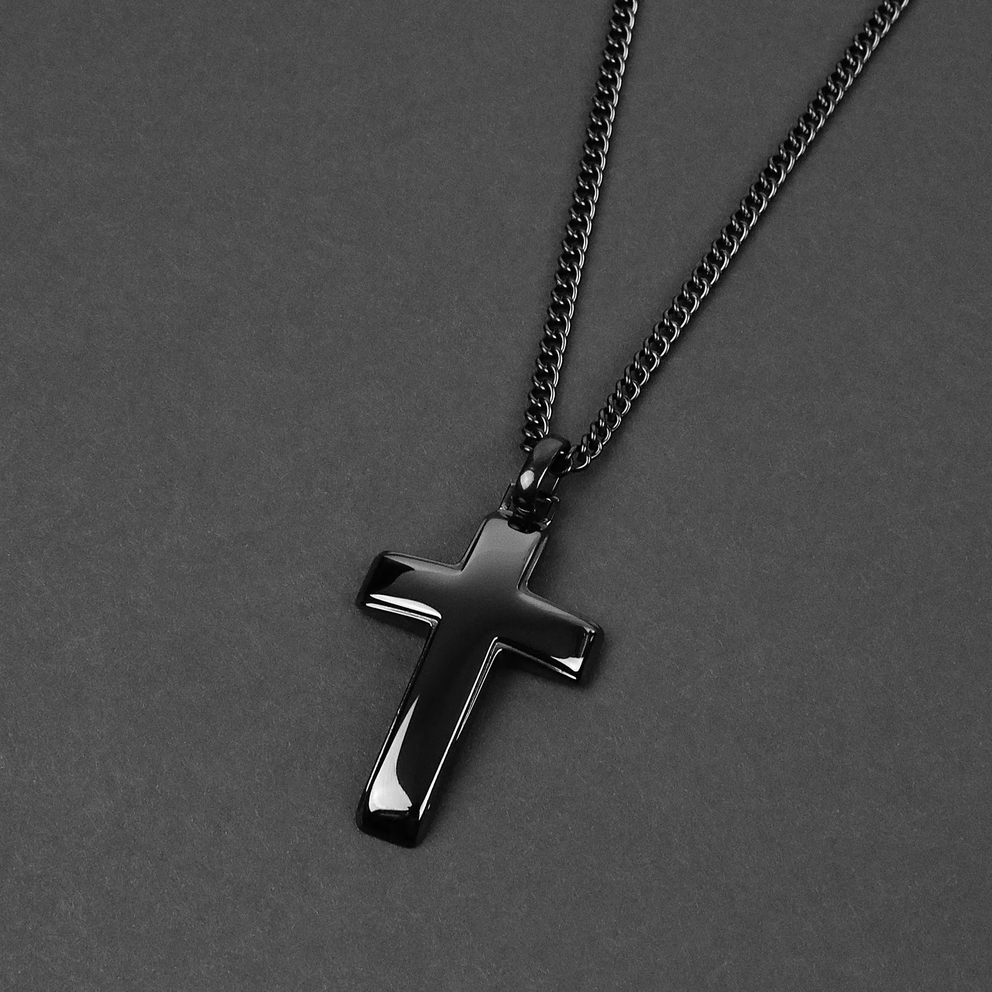 Sleek Cross Necklace - Black