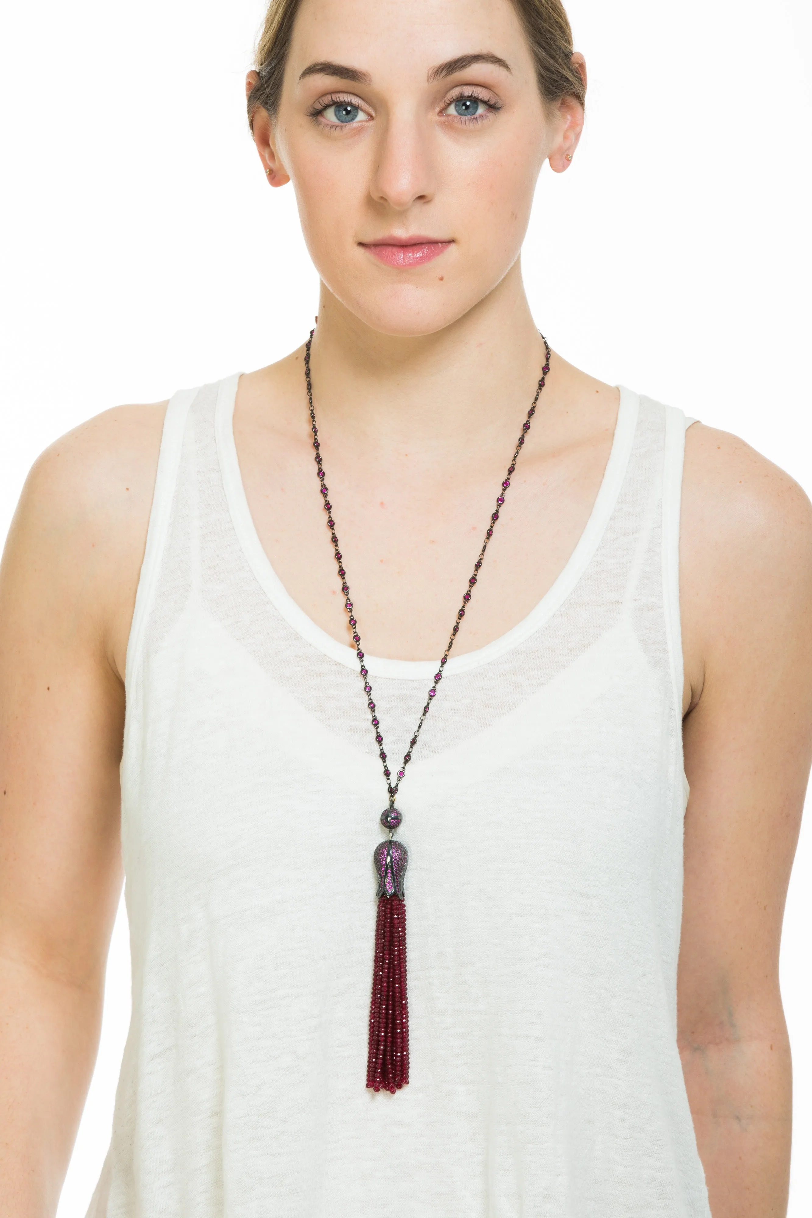 Sophia Tassel Necklace (Red)