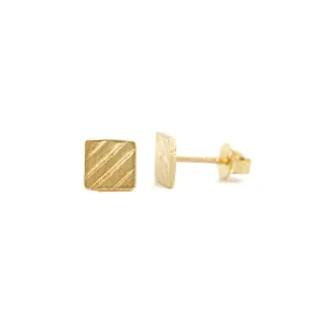 Square Stud Earrings - 14K Gold