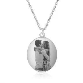 Stainless Steel Custom Photo Oval Pendant Necklace