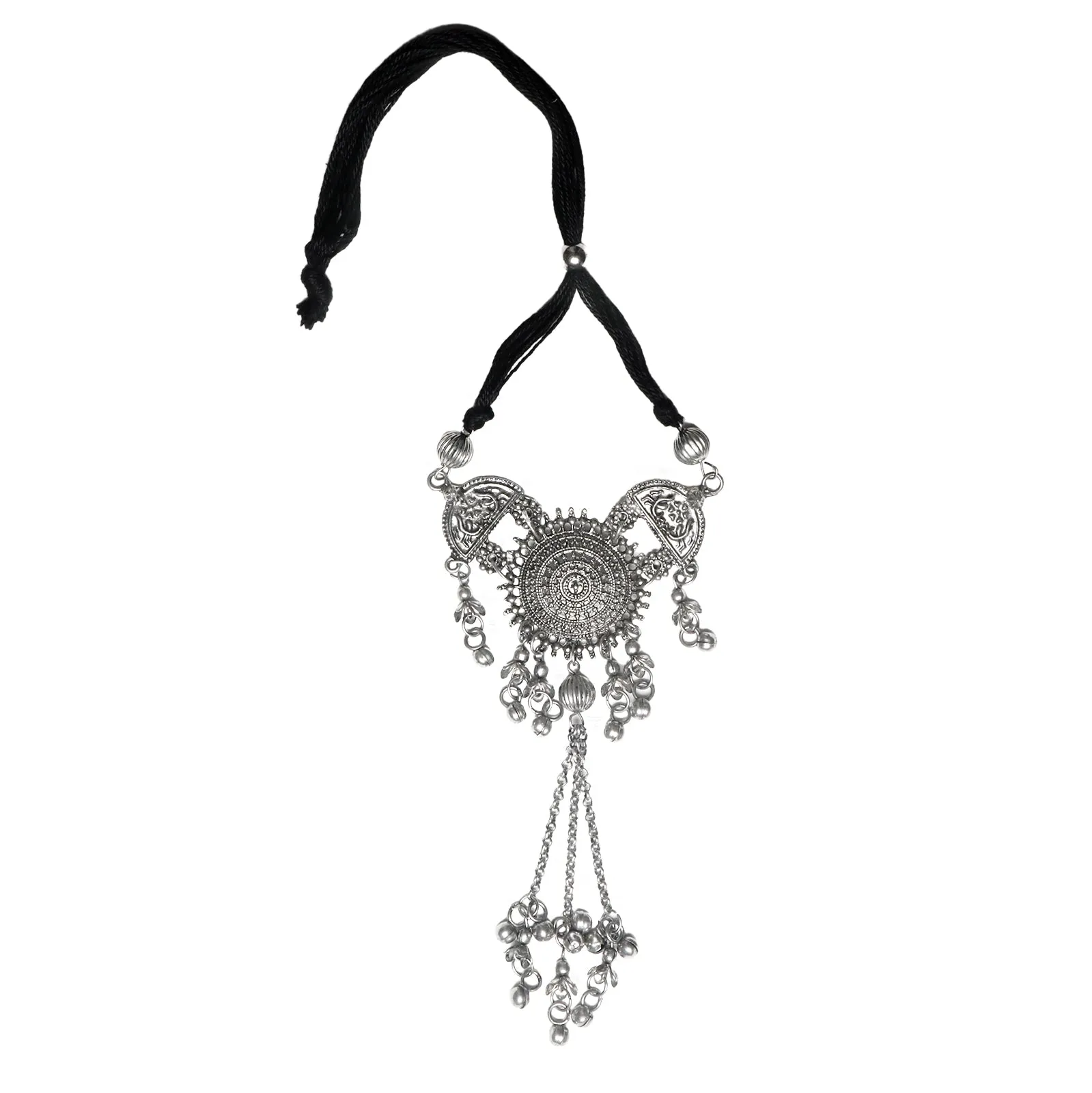 Teejh Akshara Silver Oxidised Choker Necklace