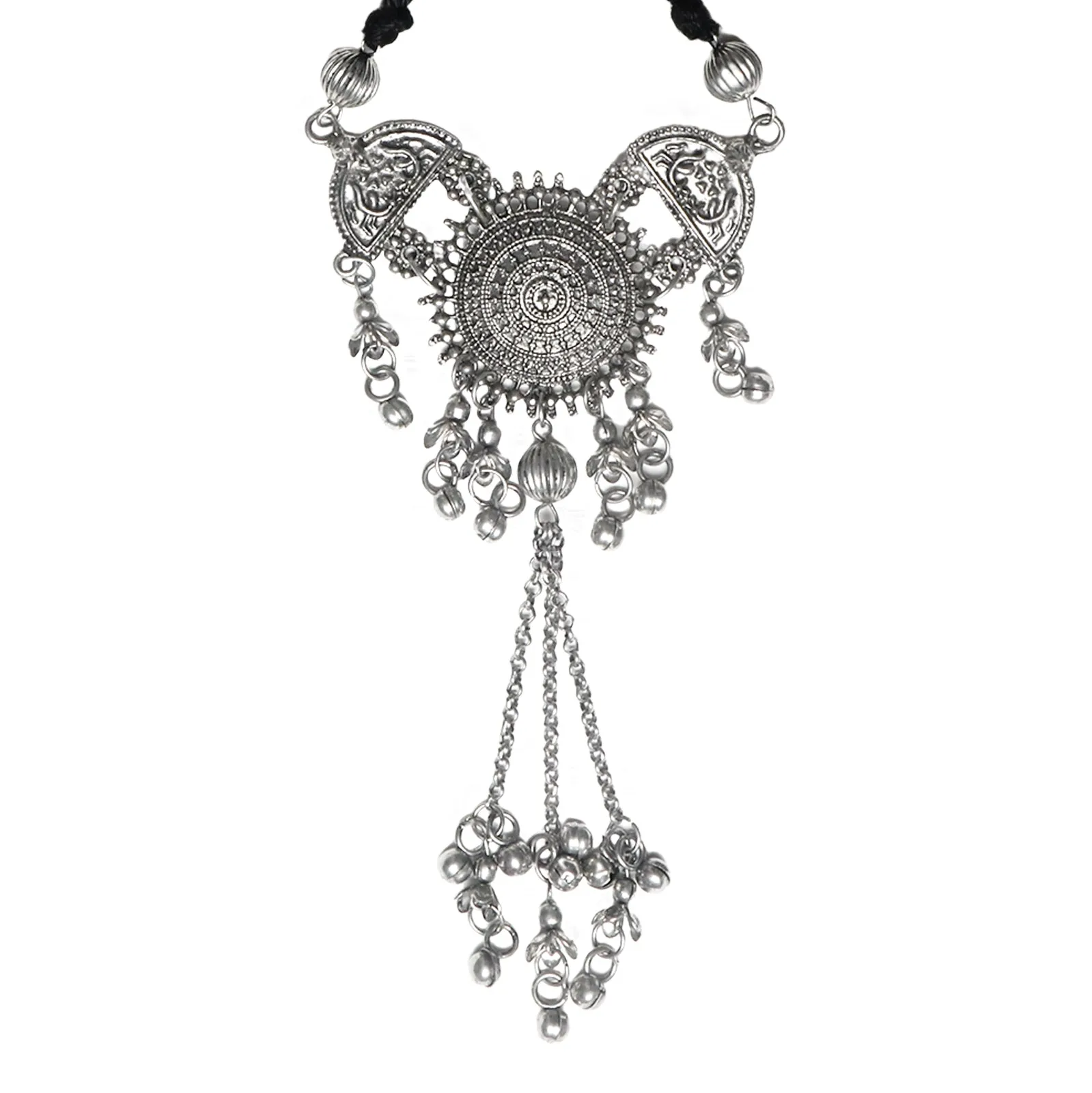 Teejh Akshara Silver Oxidised Choker Necklace