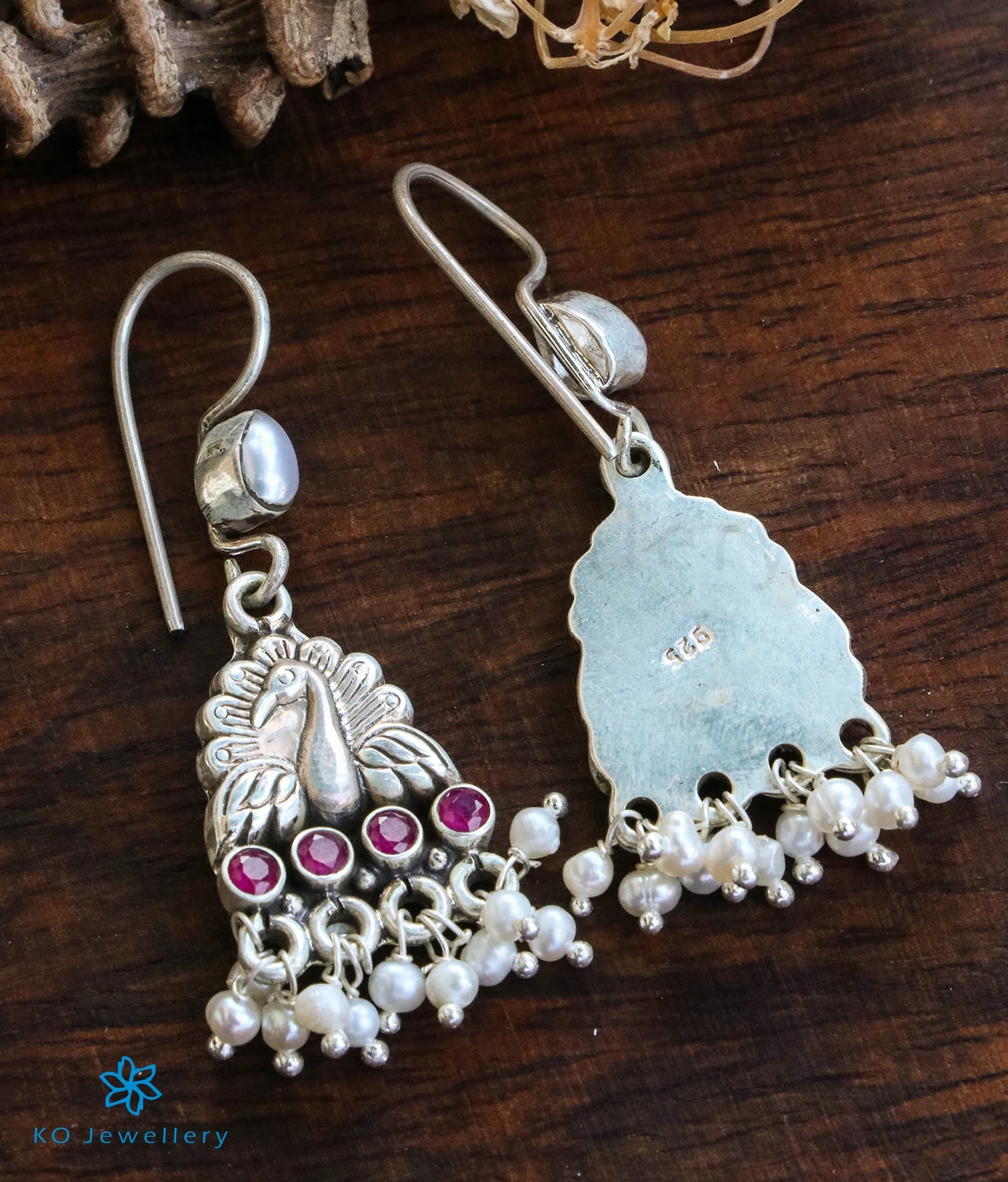 The Suhani Silver Peacock Earrings