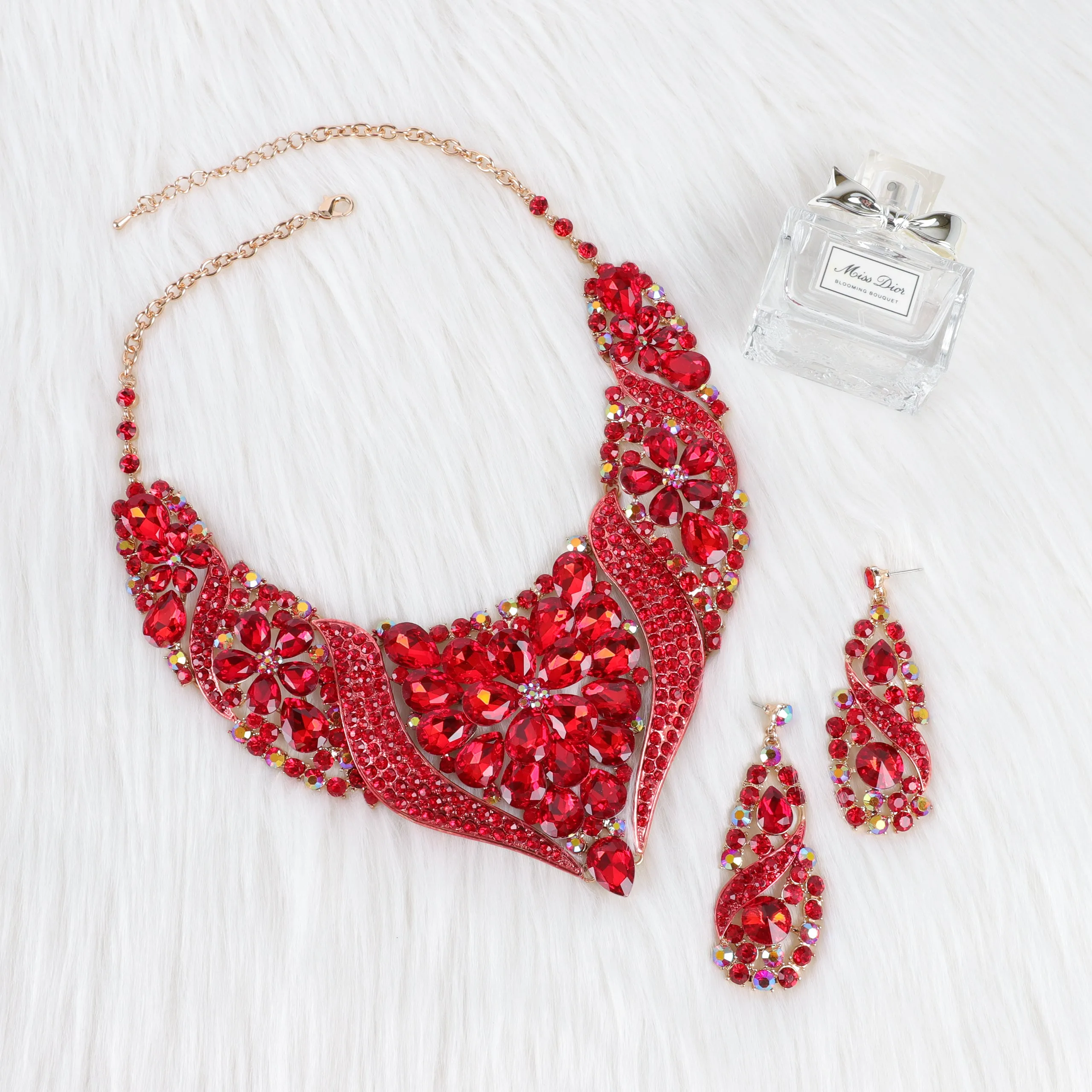 Through The Vine Rhinestone Necklace & Earring Set