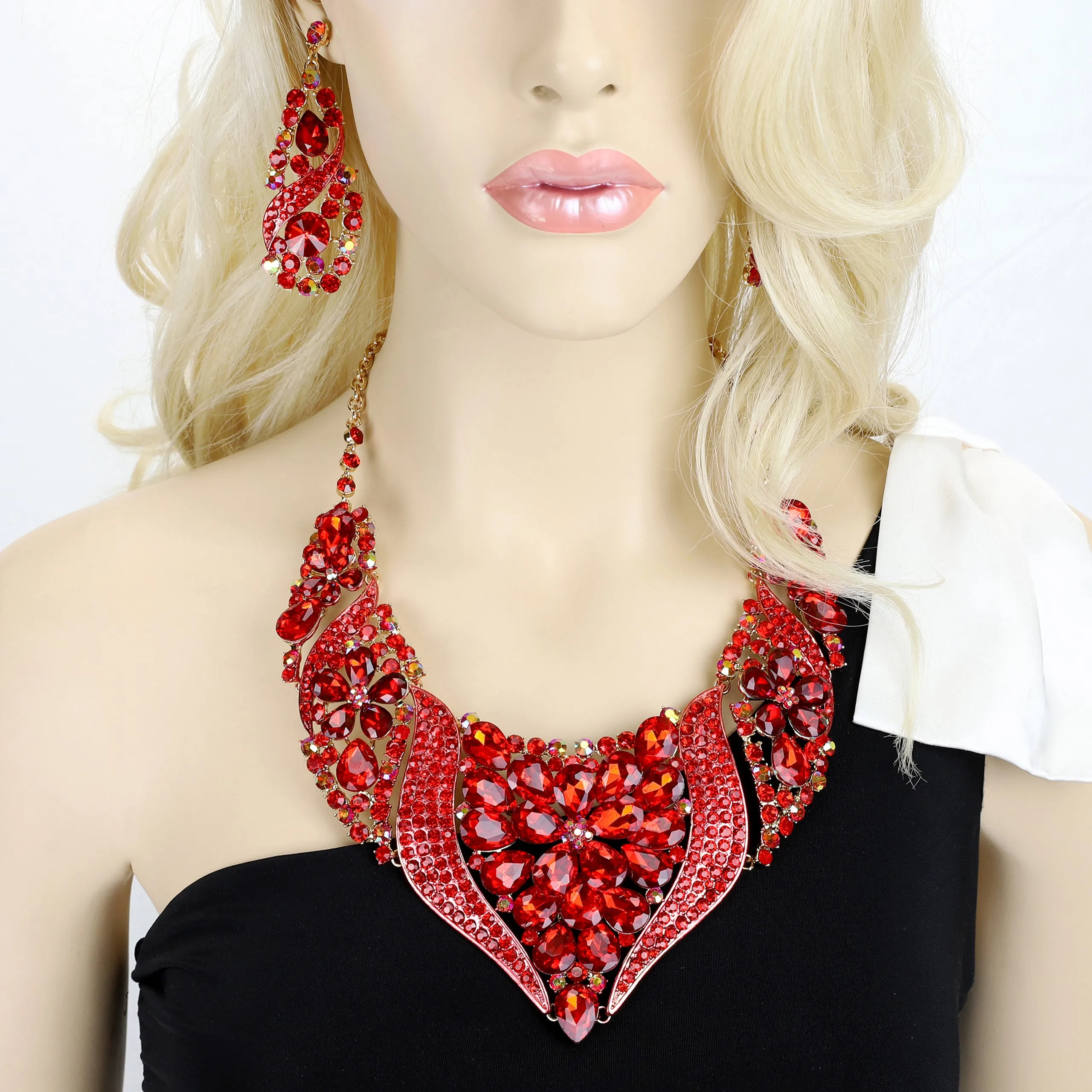 Through The Vine Rhinestone Necklace & Earring Set