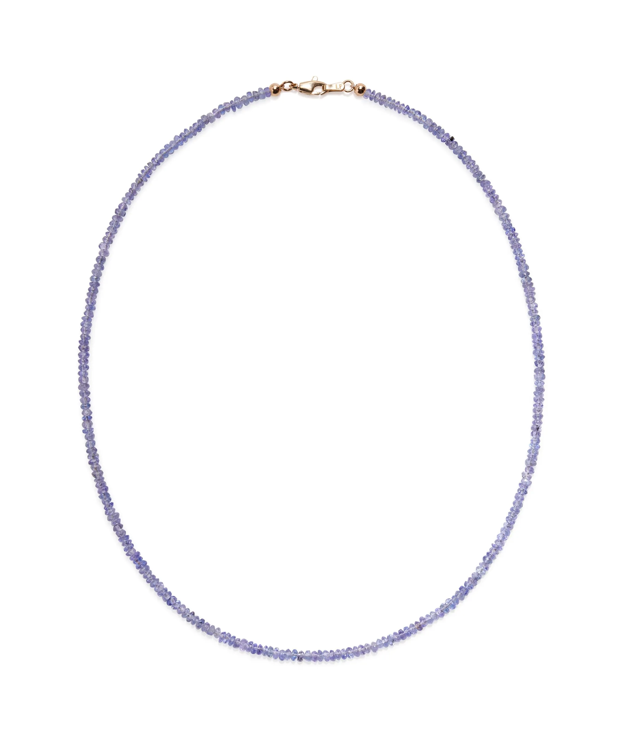 Tiny Beaded 14k Gold Necklace in Tanzanite