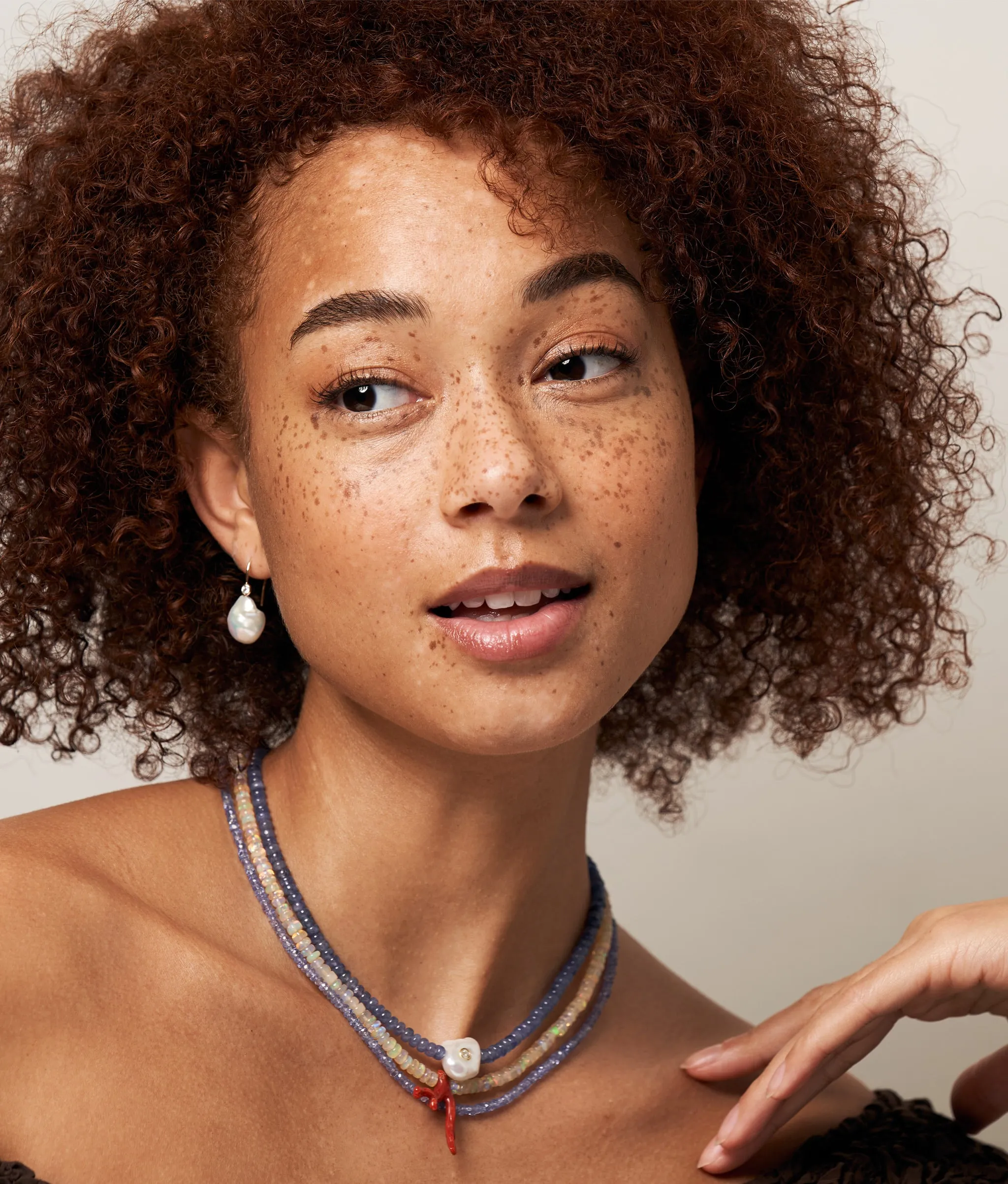 Tiny Beaded 14k Gold Necklace in Tanzanite